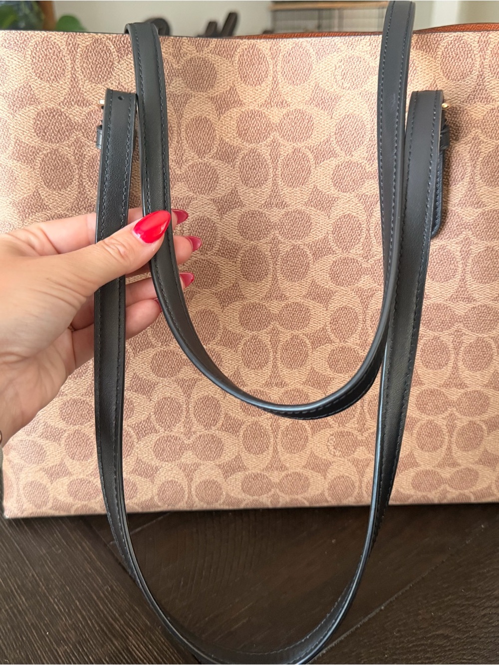 Coach Brown Signature Canvas Tote with Black Leather Handles - Picture 3 of 7